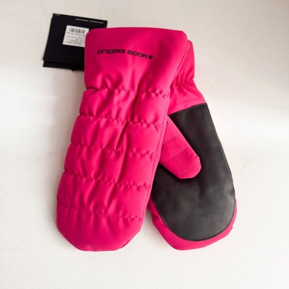 Moose Knuckles Nylon Down Filled Sidney  Mittens Pink Peacock  L/XL - Picture 1 of 7